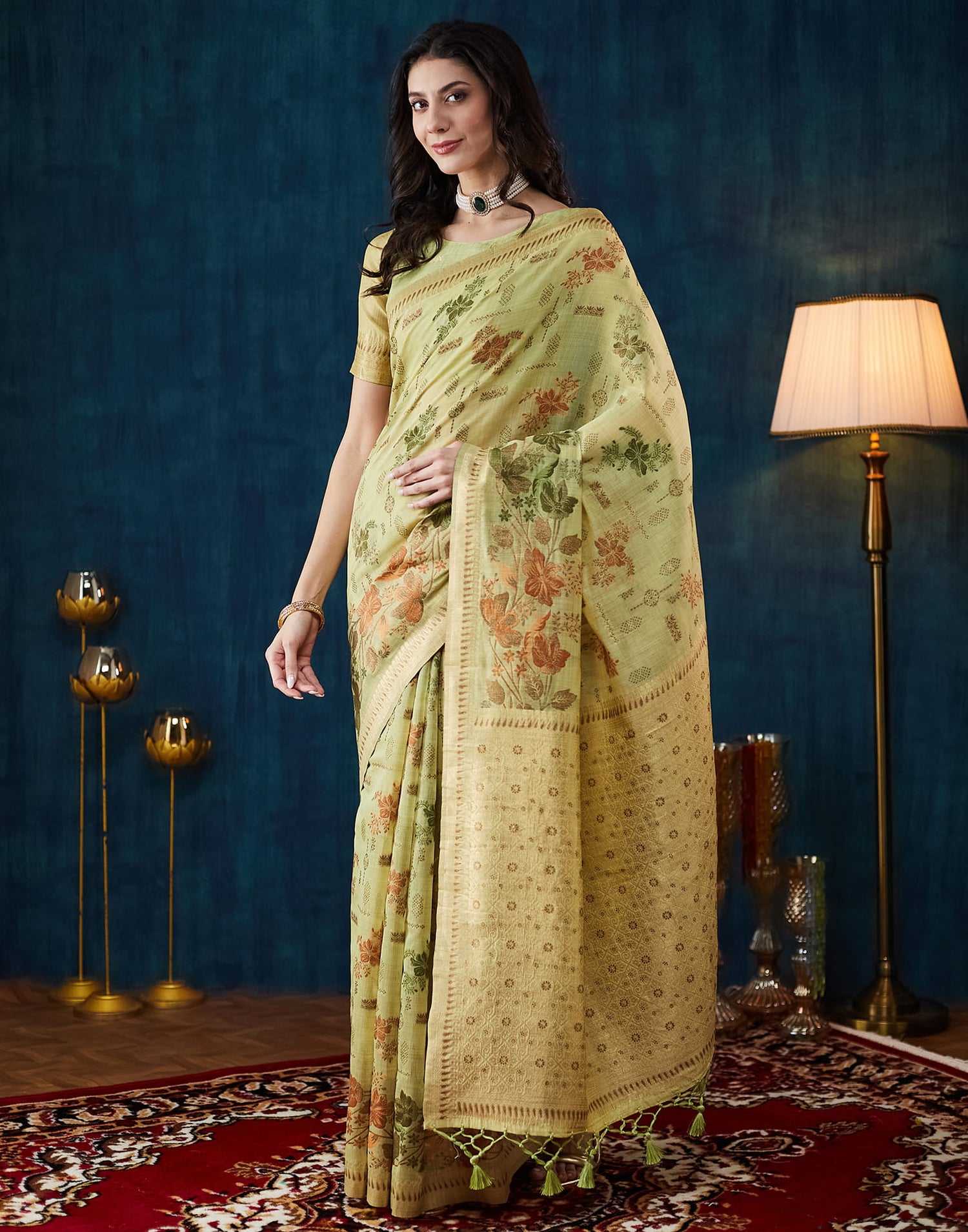 Light Green Chanderi Weaving Woven Saree