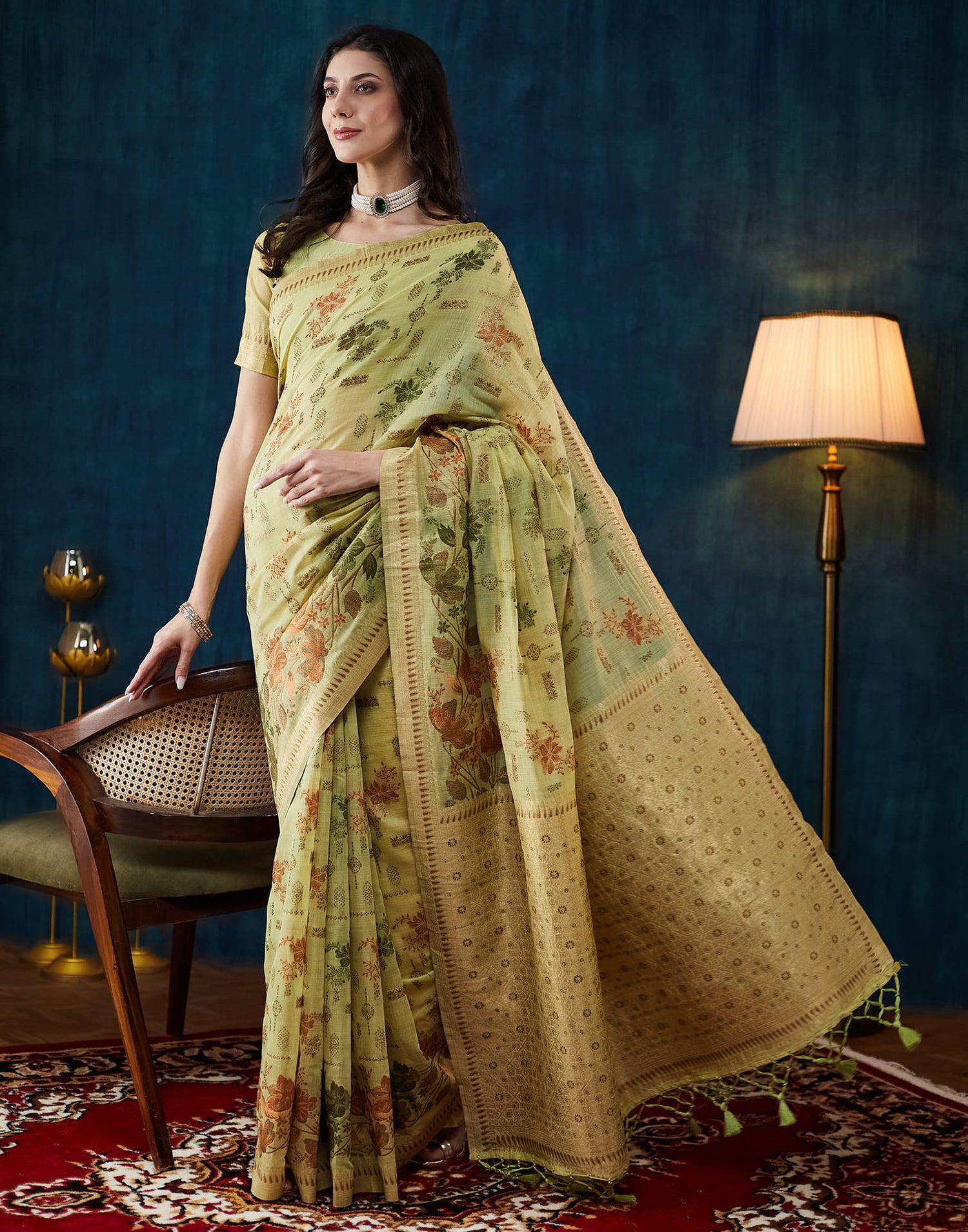 Light Green Chanderi Weaving Woven Saree