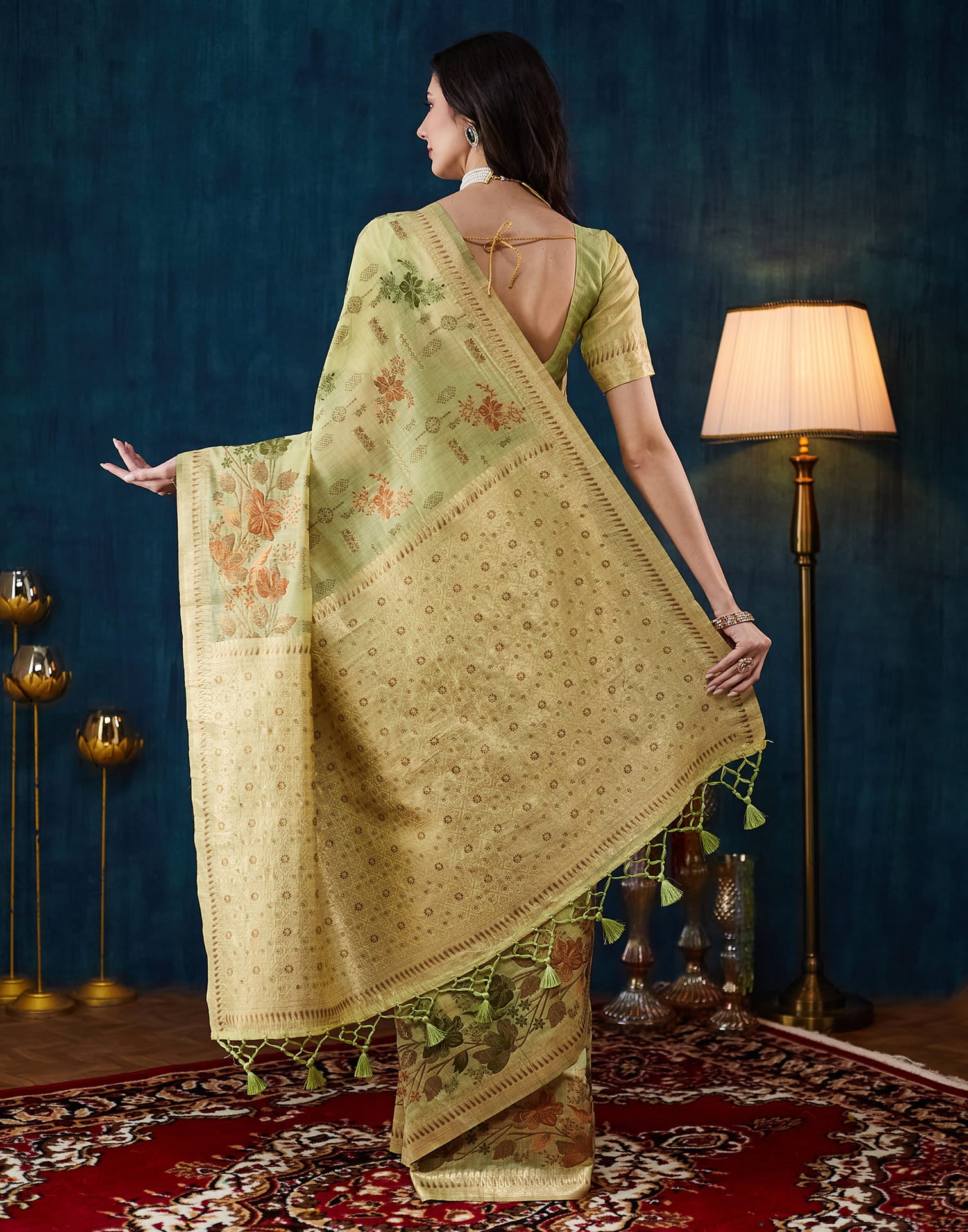 Light Green Chanderi Weaving Woven Saree