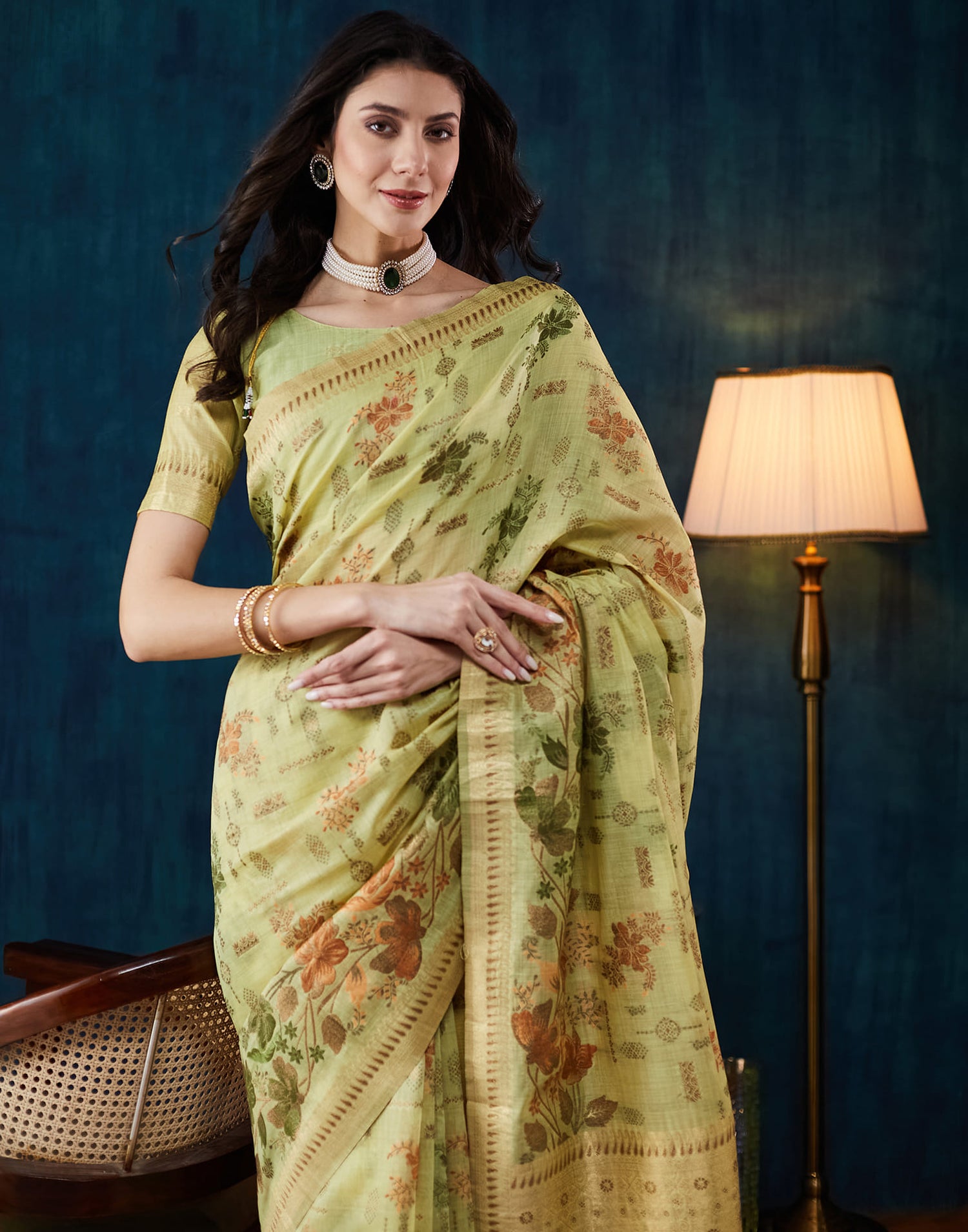 Light Green Chanderi Weaving Woven Saree