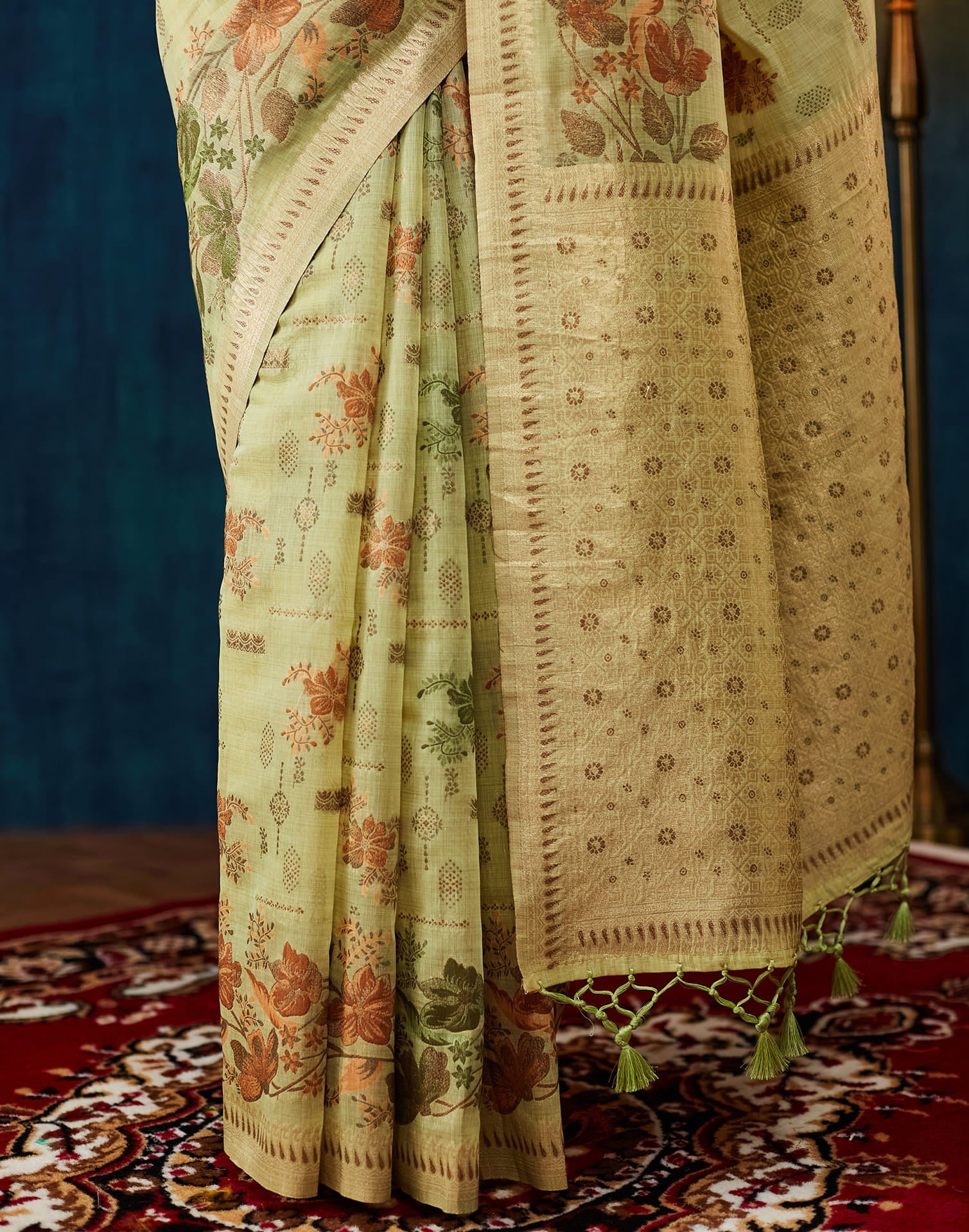 Light Green Chanderi Weaving Woven Saree