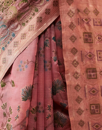 Light Pink Chanderi Weaving Woven Saree