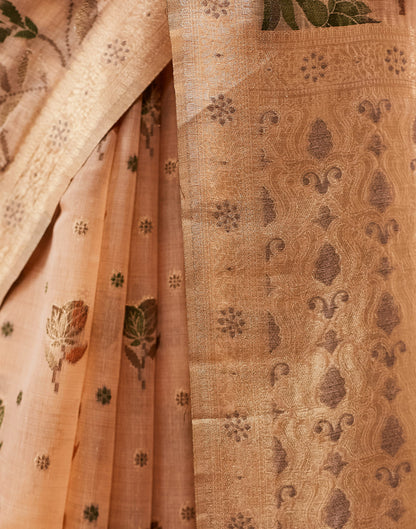 Peach Chanderi Weaving Woven Saree