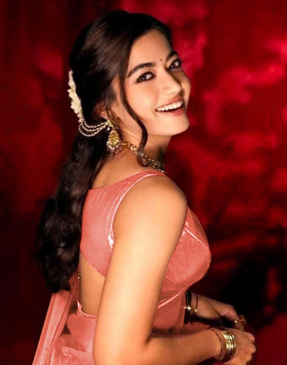 Red Tissue Silk Dyed Solid Saree