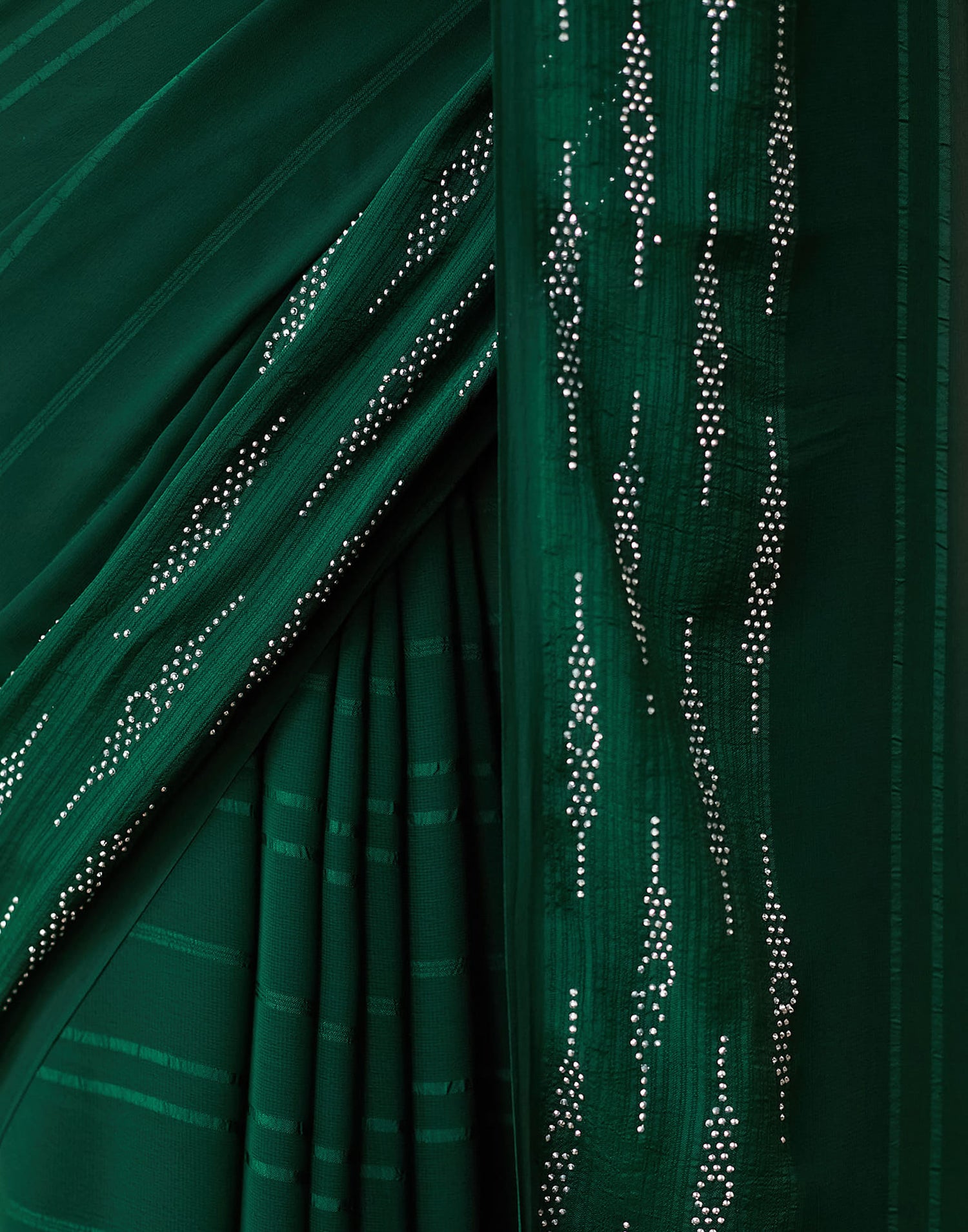 Dark Green Georgette Swarovski Embellished Saree