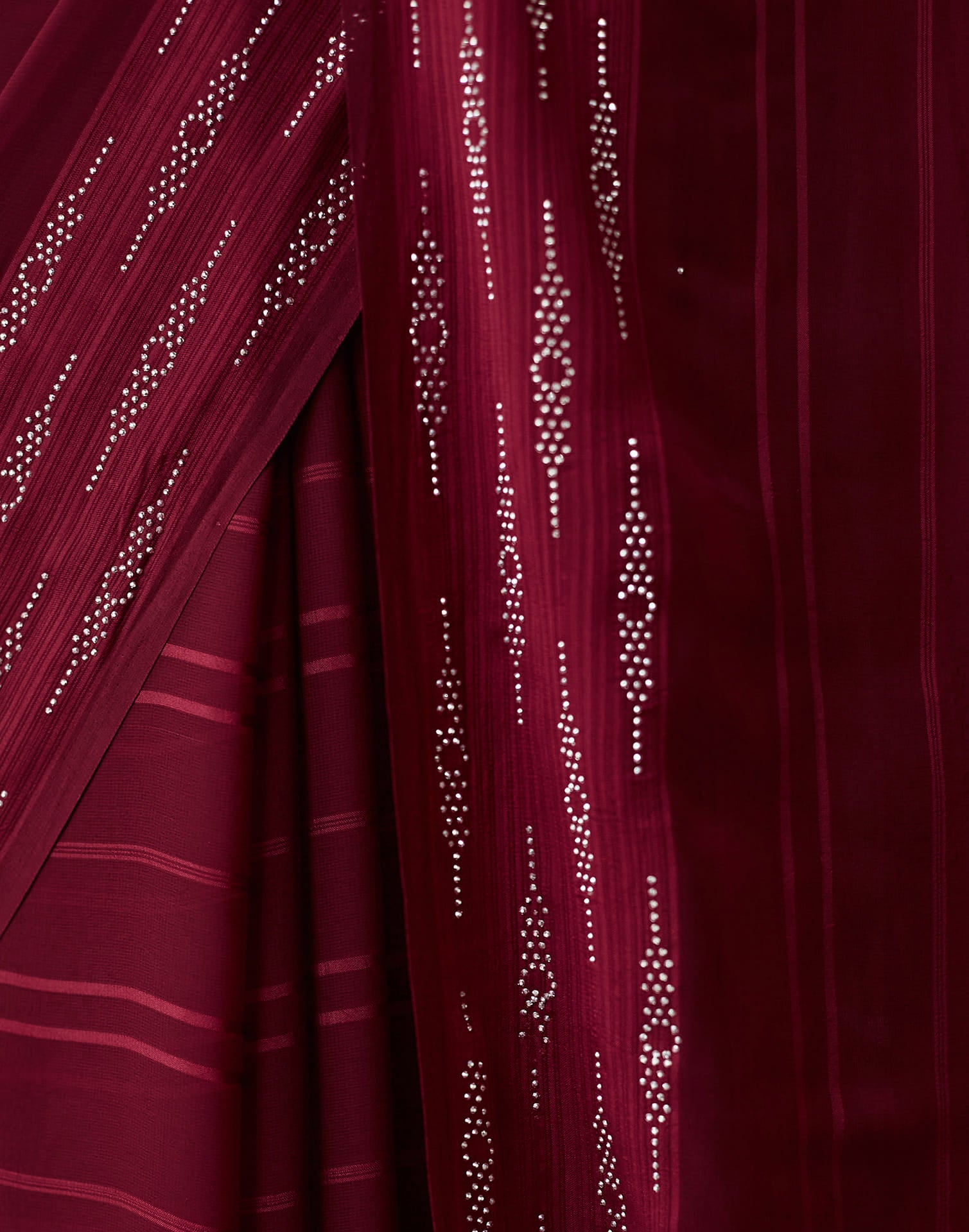 Maroon Georgette Swarovski Embellished Saree