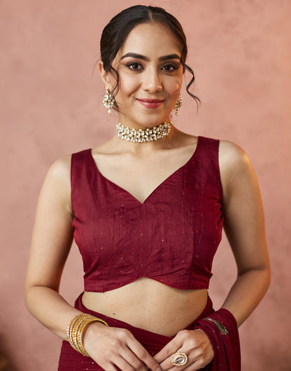 Maroon Georgette Sequence Embellished Saree