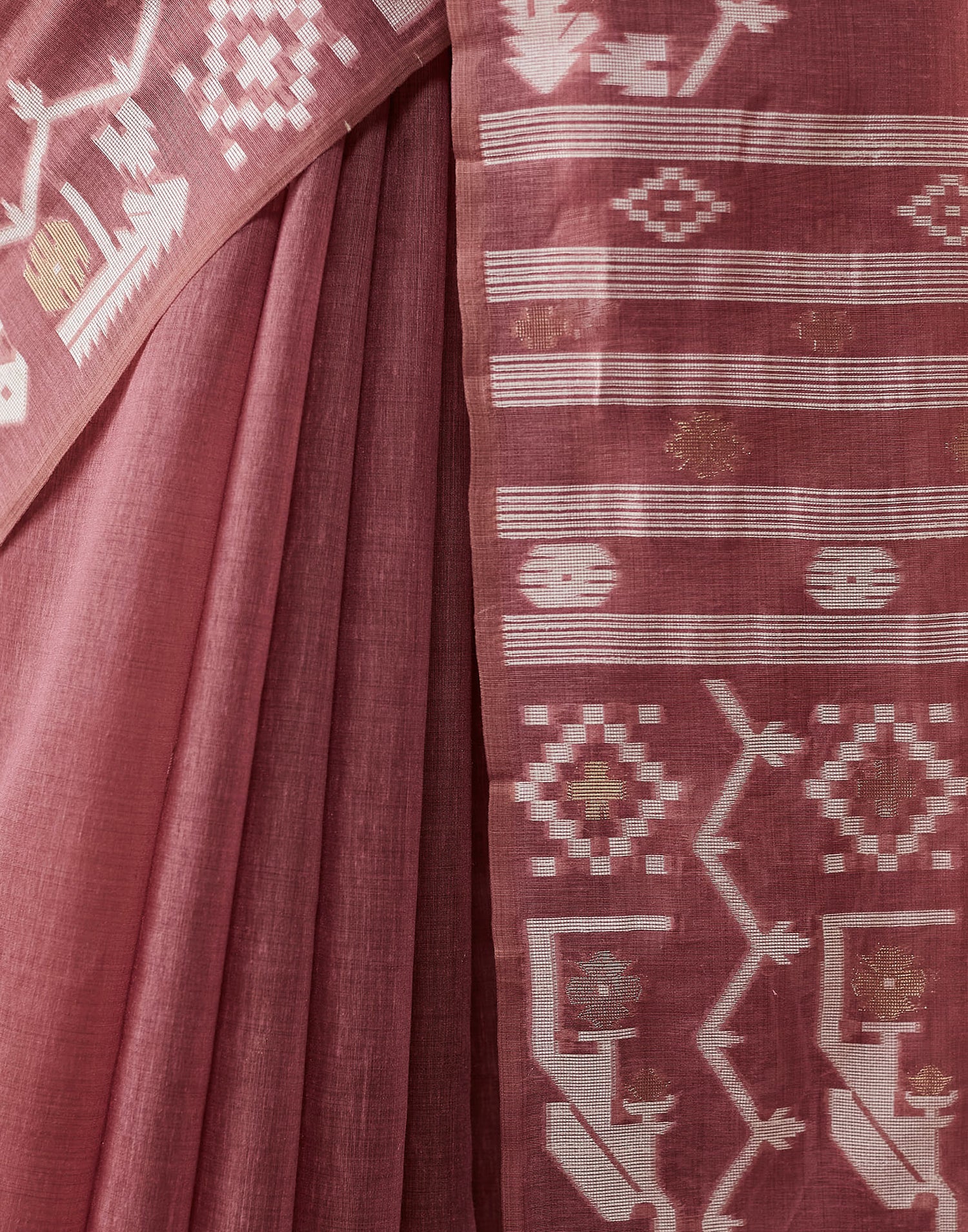 Dusty Pink Chanderi Weaving Jamdani Saree