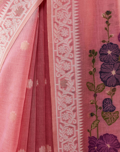 Pink Chanderi Weaving Jamdani Saree