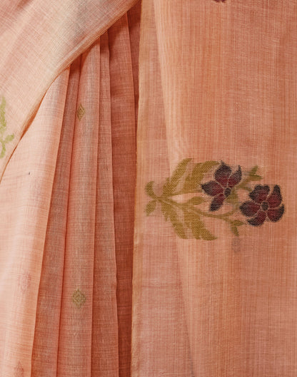 Dusty Peach Chanderi Weaving Jamdani Saree