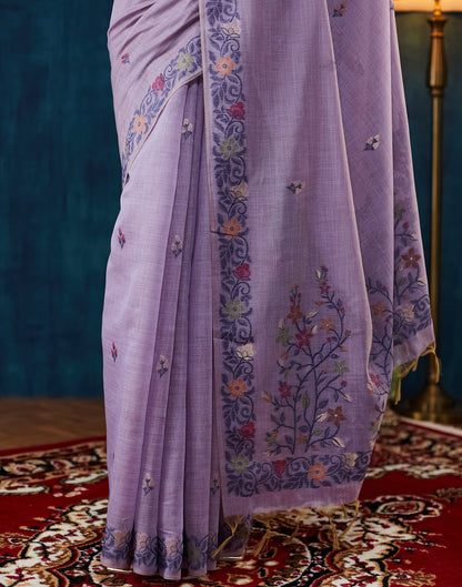 Lavender Chanderi Weaving Jamdani Saree