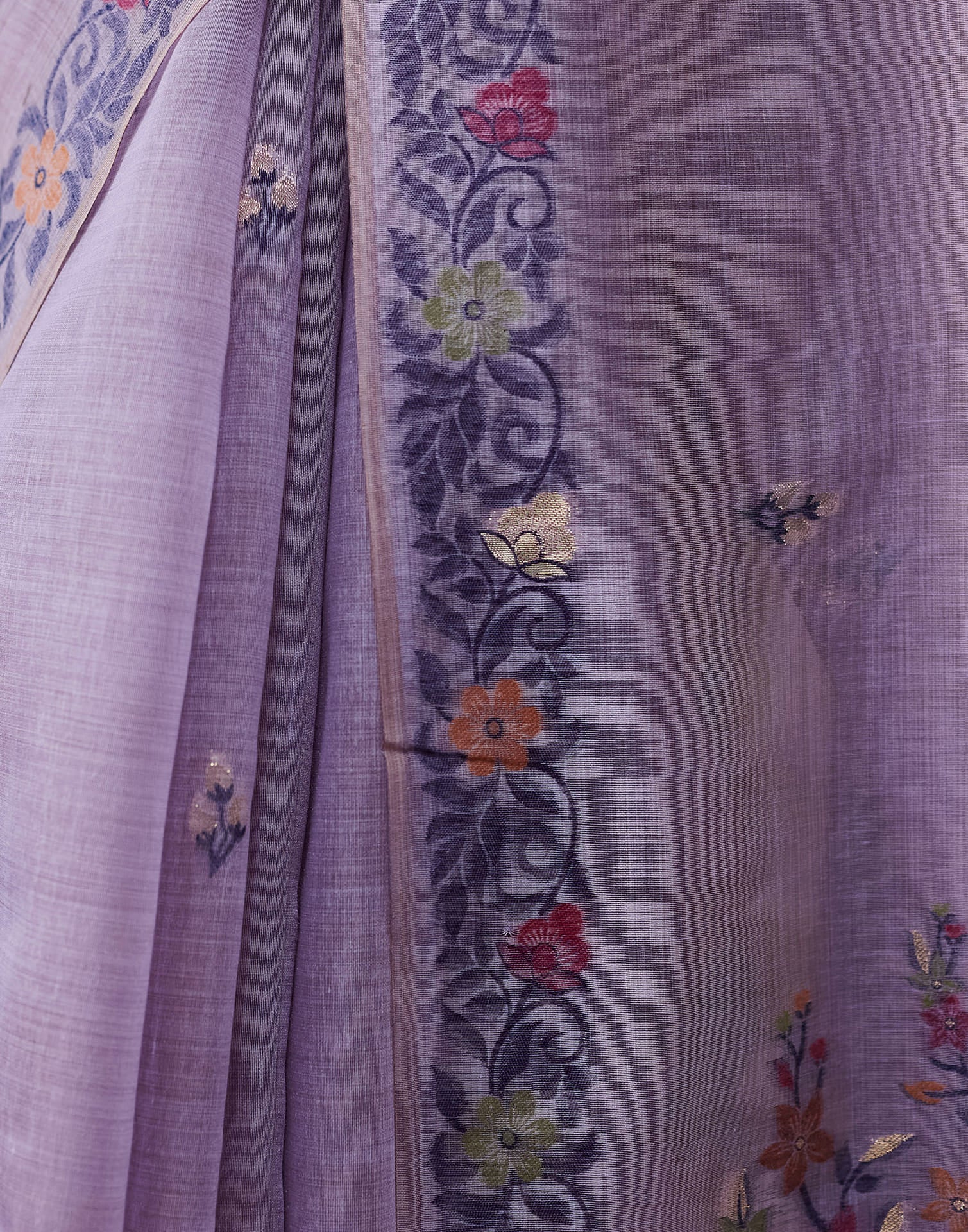 Lavender Chanderi Weaving Jamdani Saree