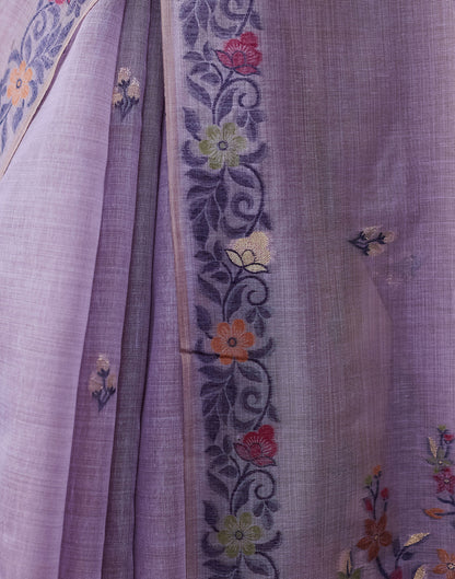 Lavender Chanderi Weaving Jamdani Saree