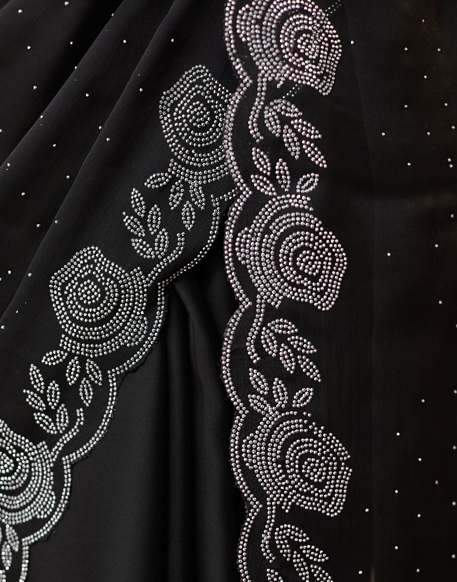 Black Georgette Stone Work Swarovski Saree