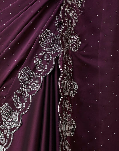 Dark Purple Georgette Stone Work Swarovski Saree