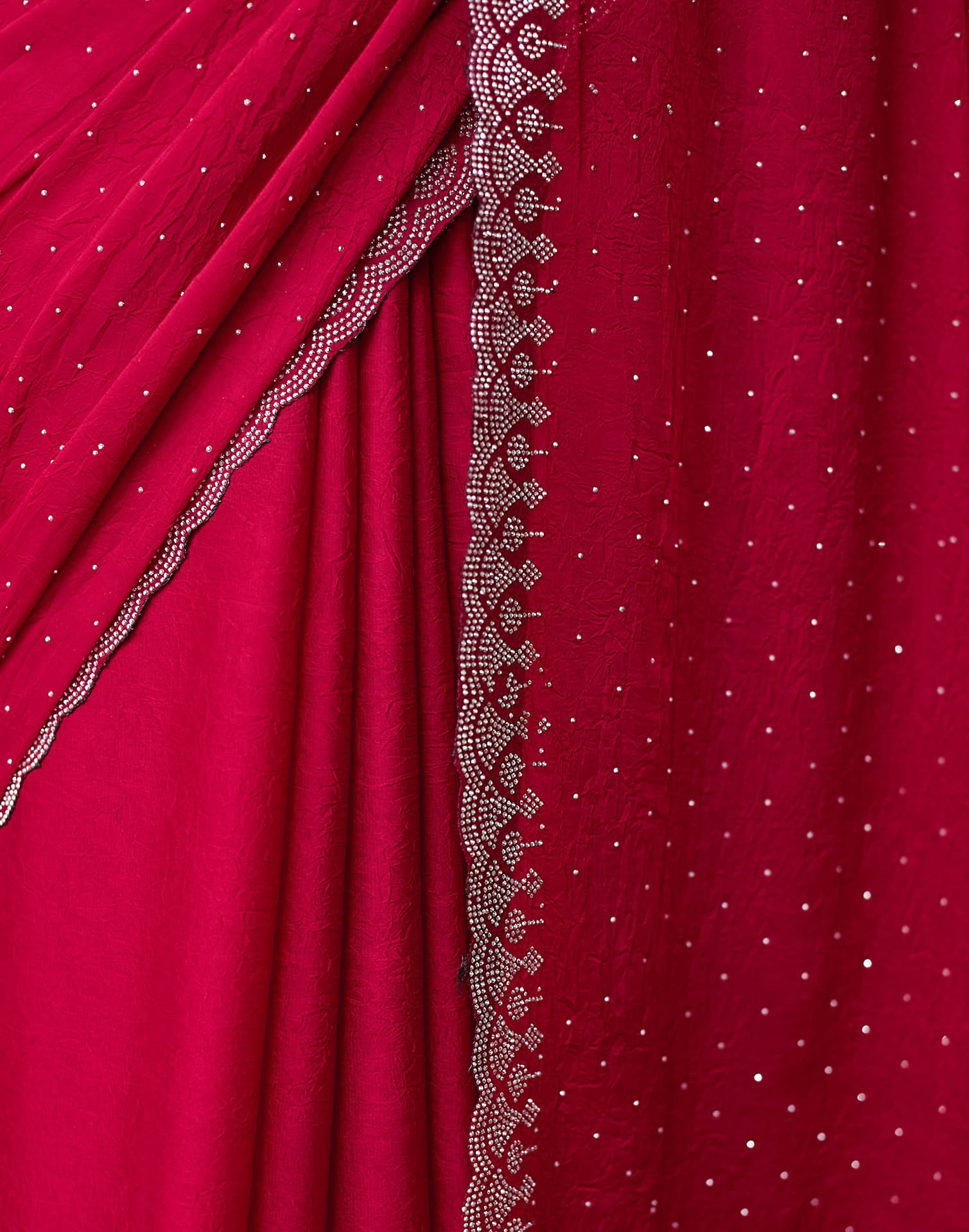 Rani Pink Georgette Stone Work Swarovski Saree