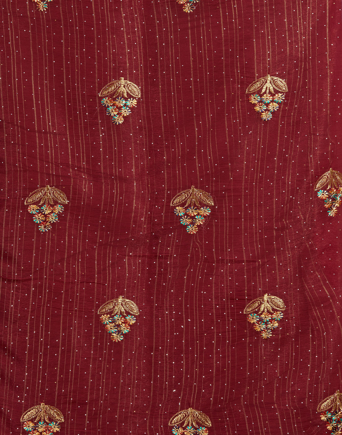 Maroon Georgette Embroidery Embellished Saree