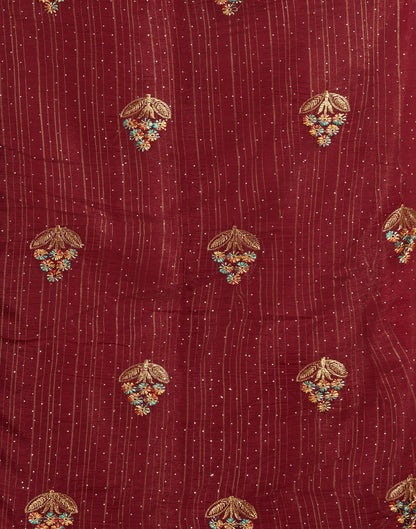 Maroon Georgette Embroidery Swarovski Saree