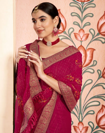 Pink Georgette Embroidery Embellished Saree