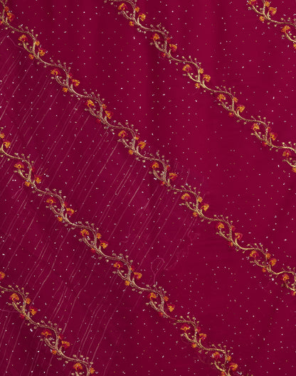 Rani Pink Georgette Embroidery Swarovski Saree