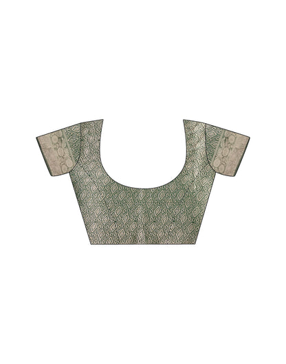 Green Silk Blend Woven Banarasi Saree