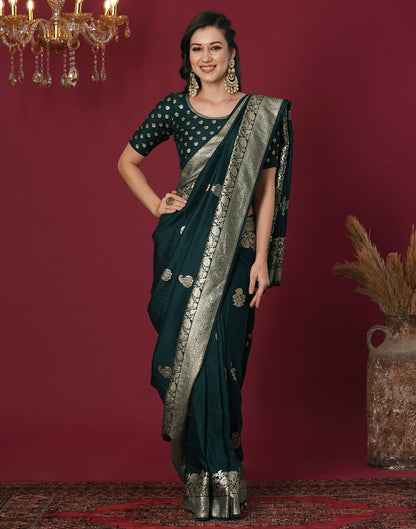 Green Cotton Silk Woven Kanjivaram Saree