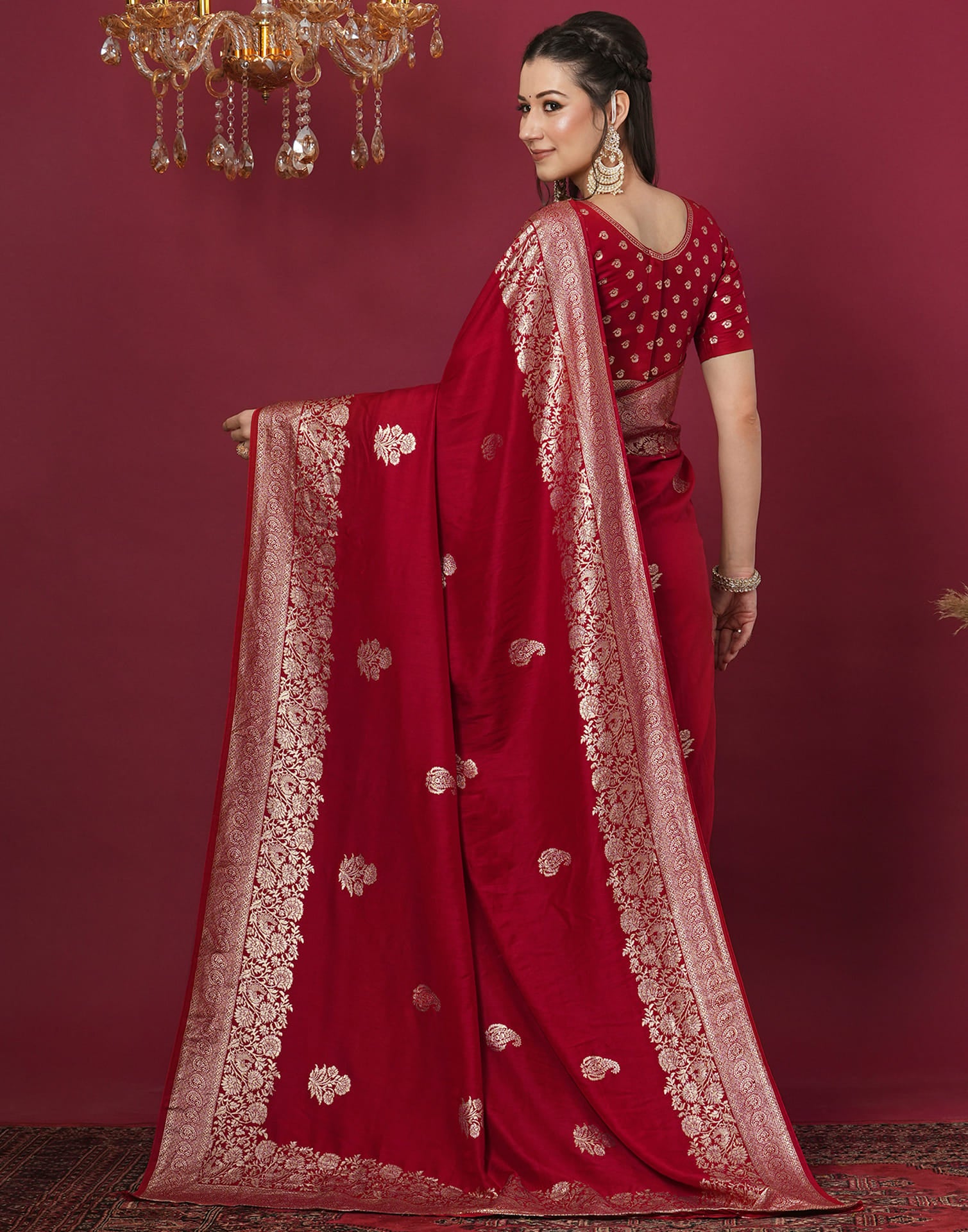 Red Cotton Silk Woven Kanjivaram Saree