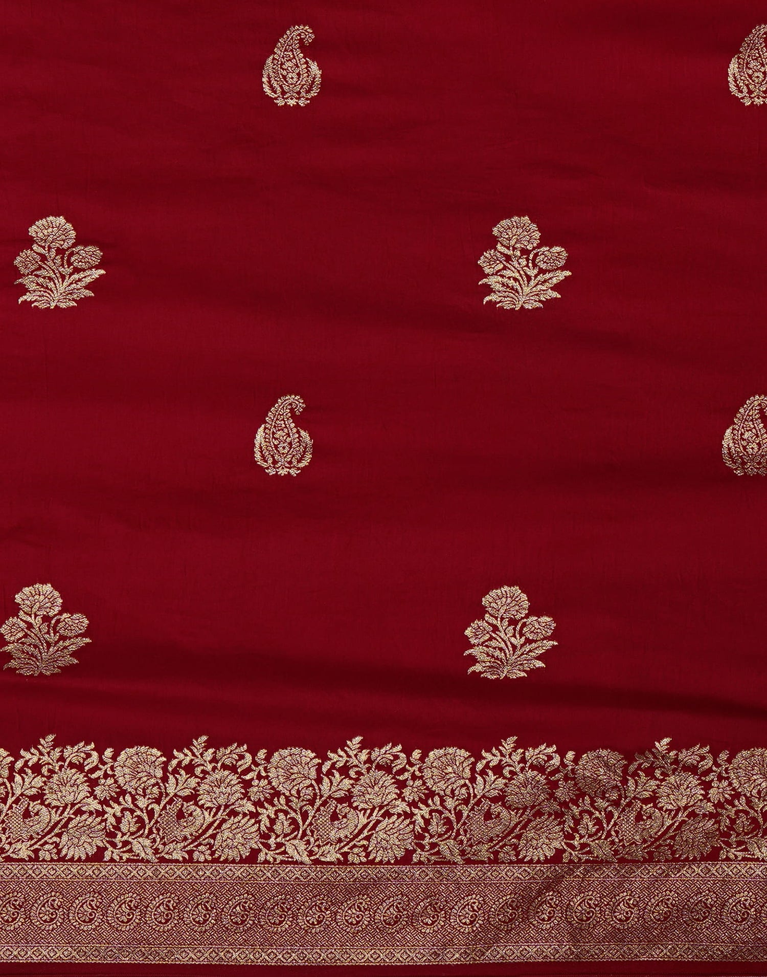 Red Cotton Silk Woven Kanjivaram Saree