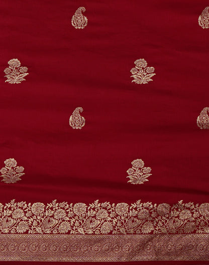 Red Cotton Silk Woven Kanjivaram Saree