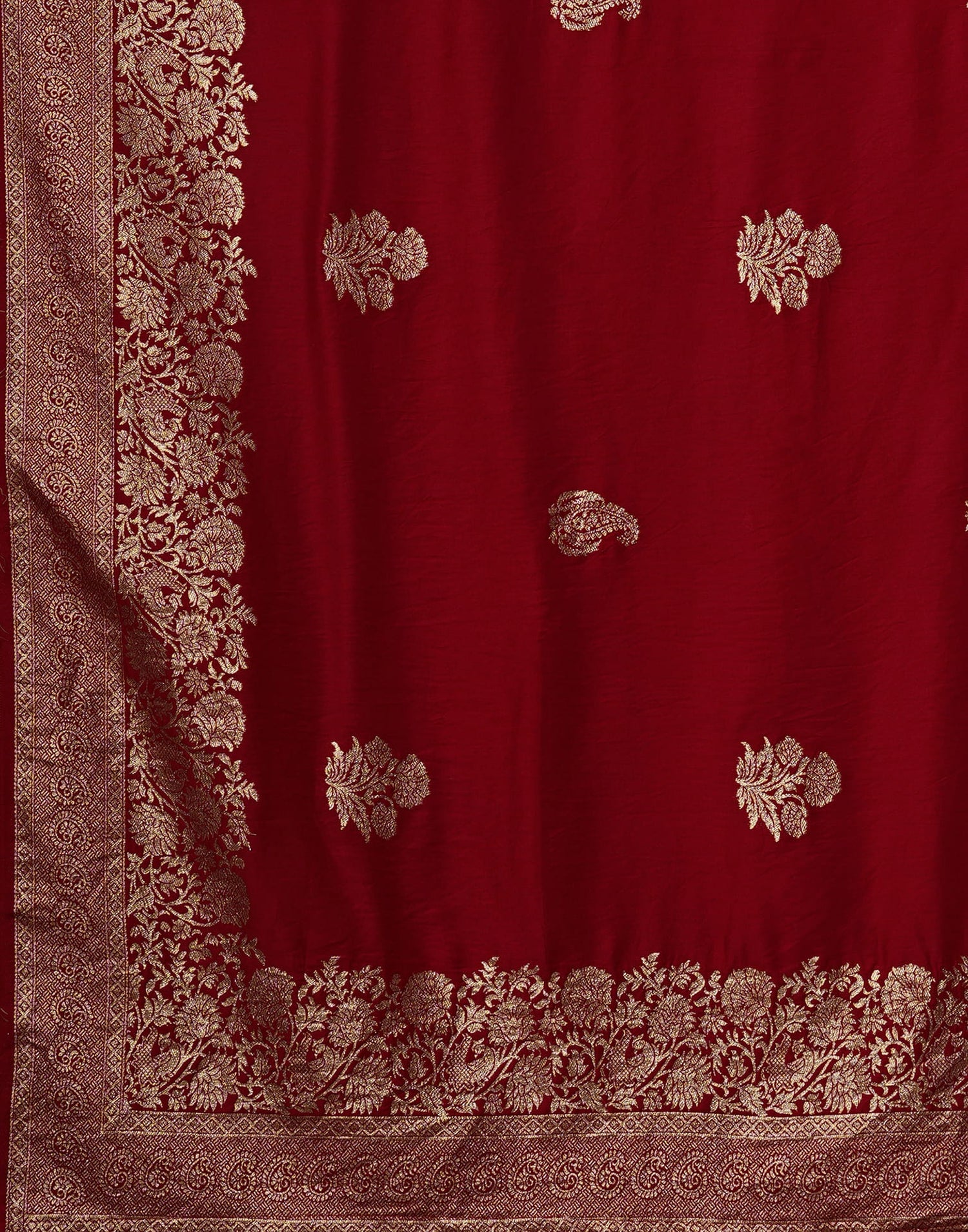 Red Cotton Weaving Banarasi Saree