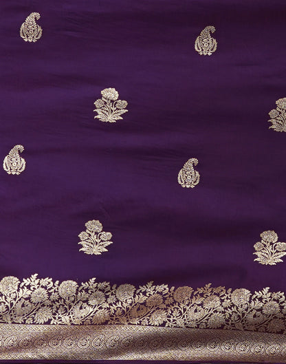 Dark Purple Cotton Weaving Banarasi Saree