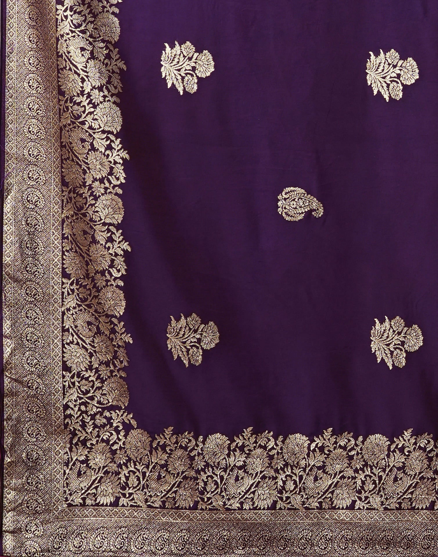 Dark Purple Cotton Weaving Banarasi Saree