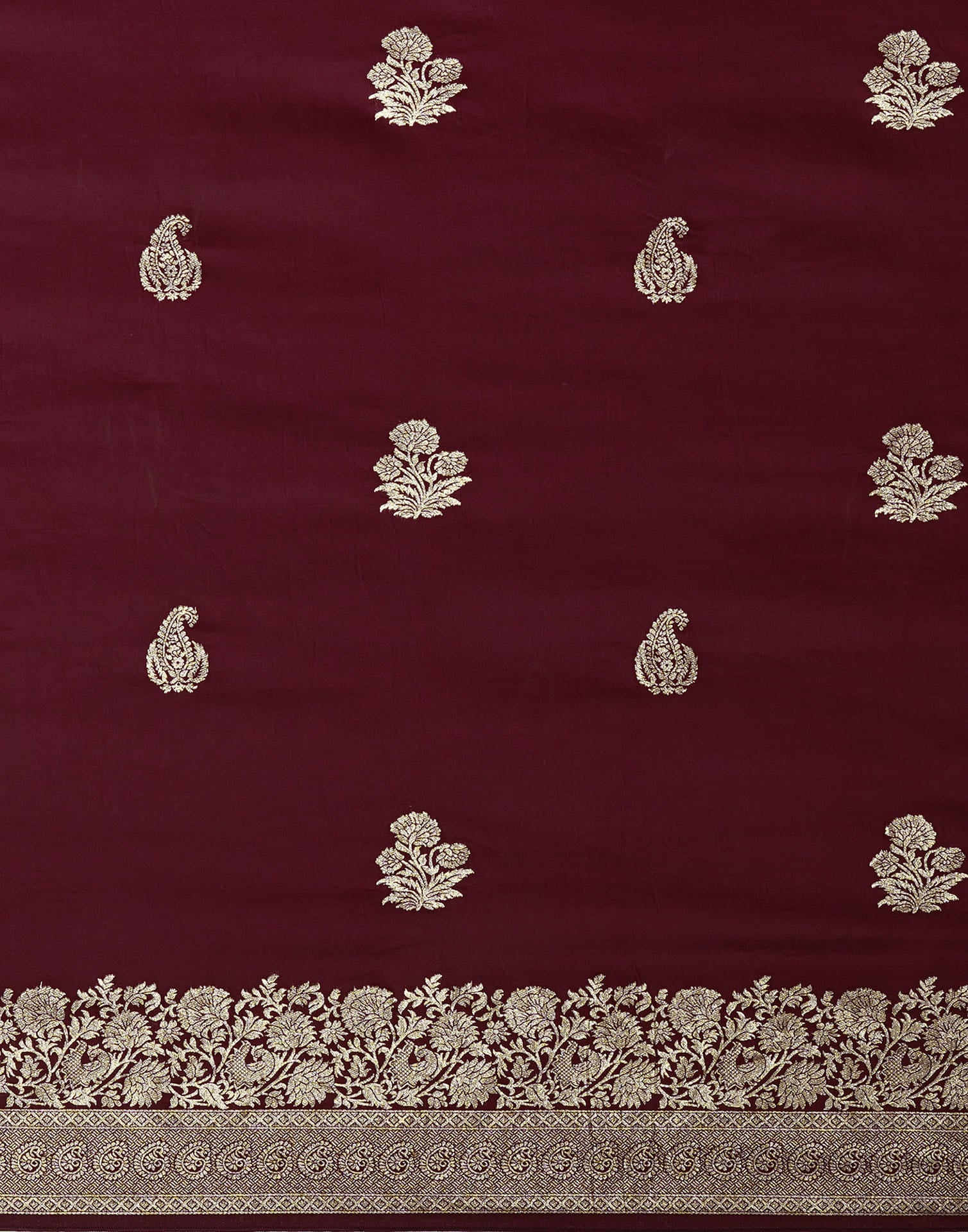 Maroon Cotton Weaving Banarasi Saree