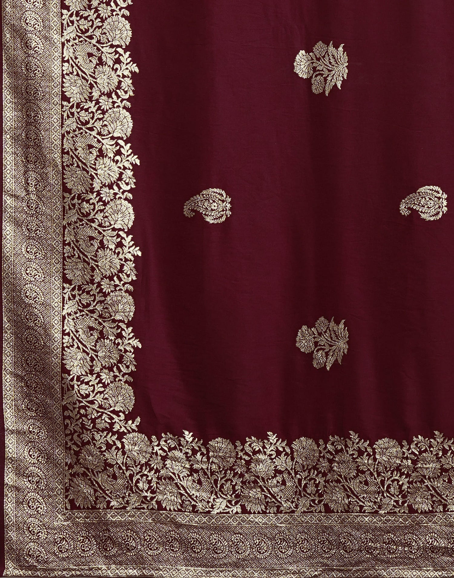 Maroon Cotton Weaving Banarasi Saree