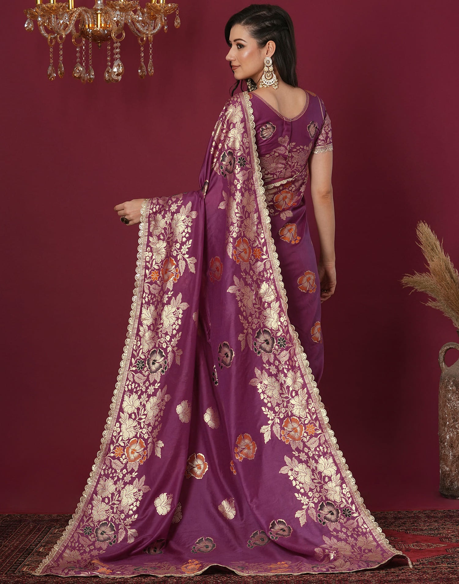 Purple Cotton Weaving Banarasi Saree