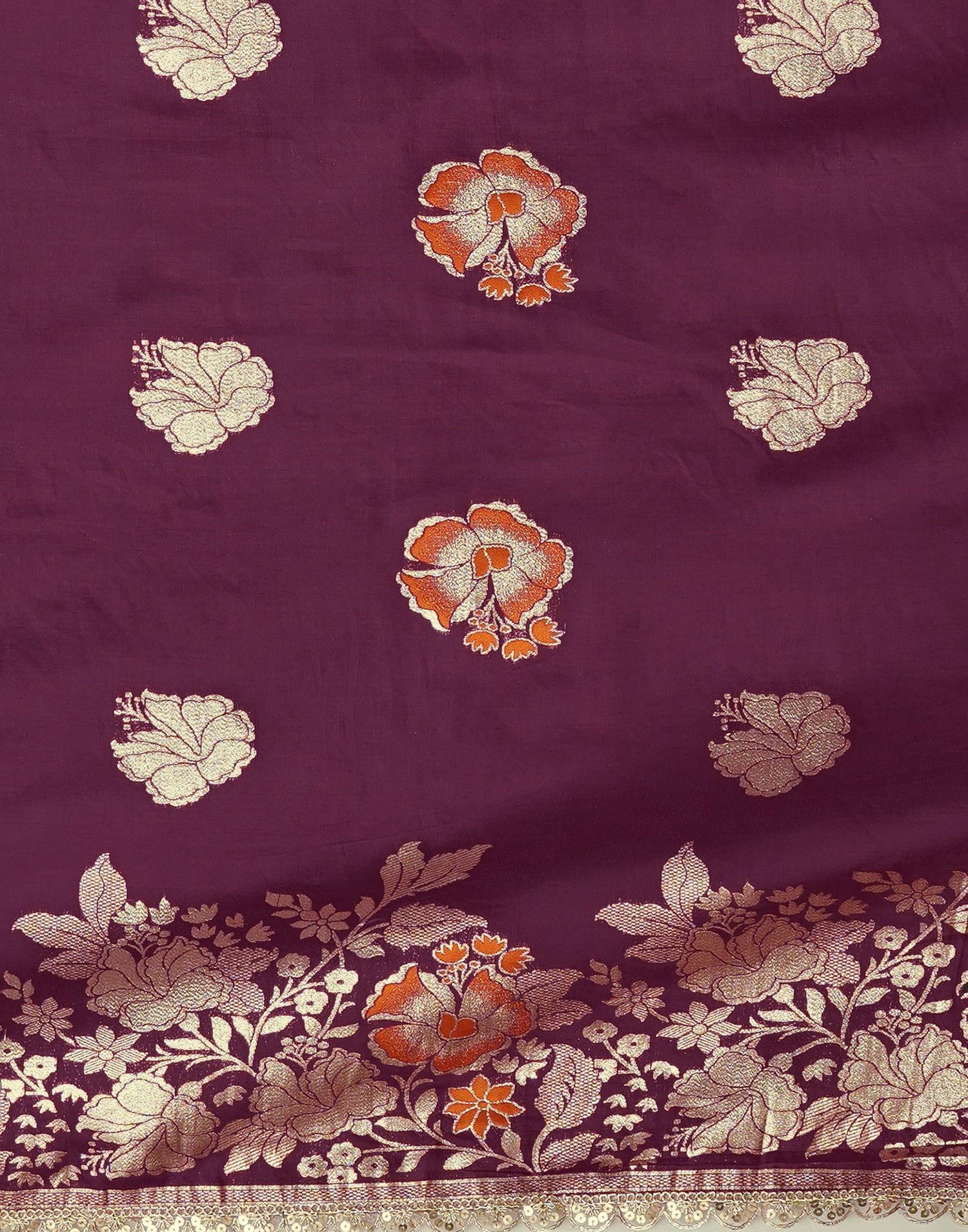 Purple Cotton Weaving Banarasi Saree