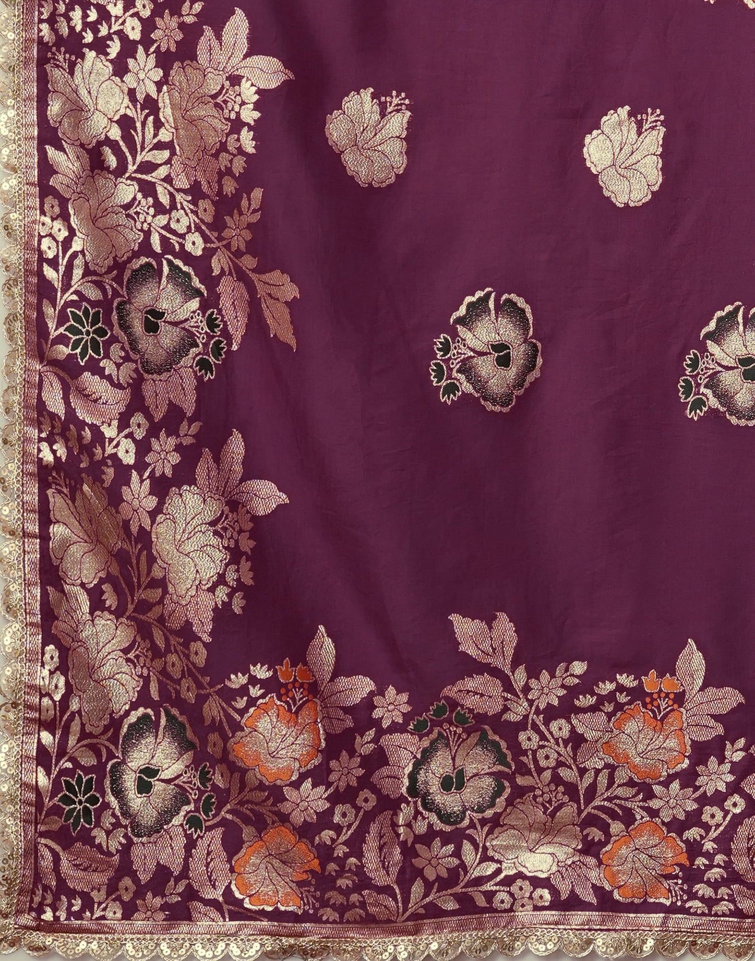 Mauve Cotton Silk Woven Banarasi Saree