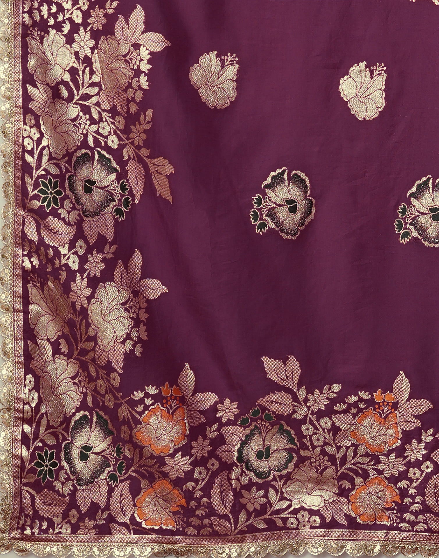 Mauve Cotton Silk Woven Banarasi Saree