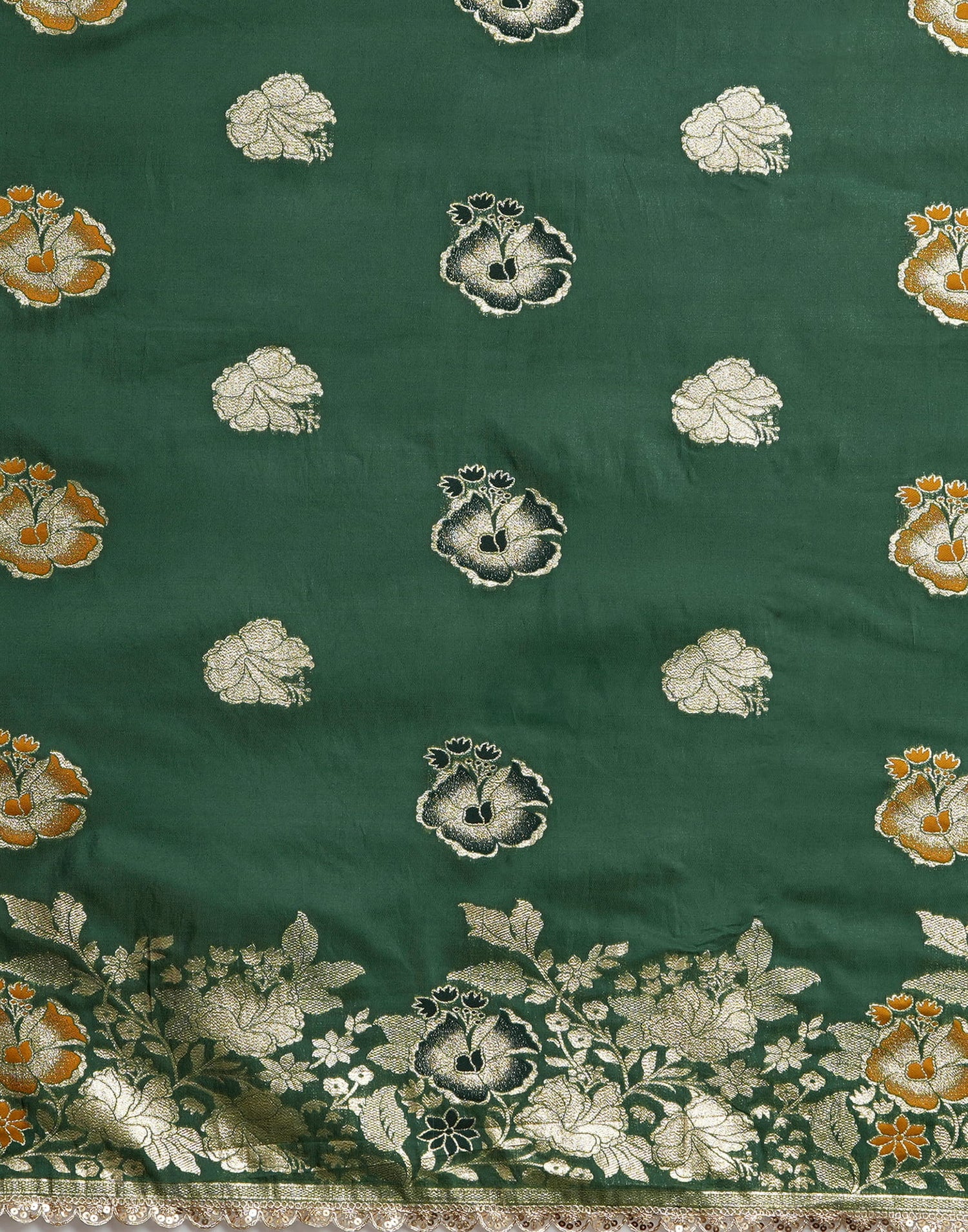 Green Cotton Silk Woven Banarasi Saree