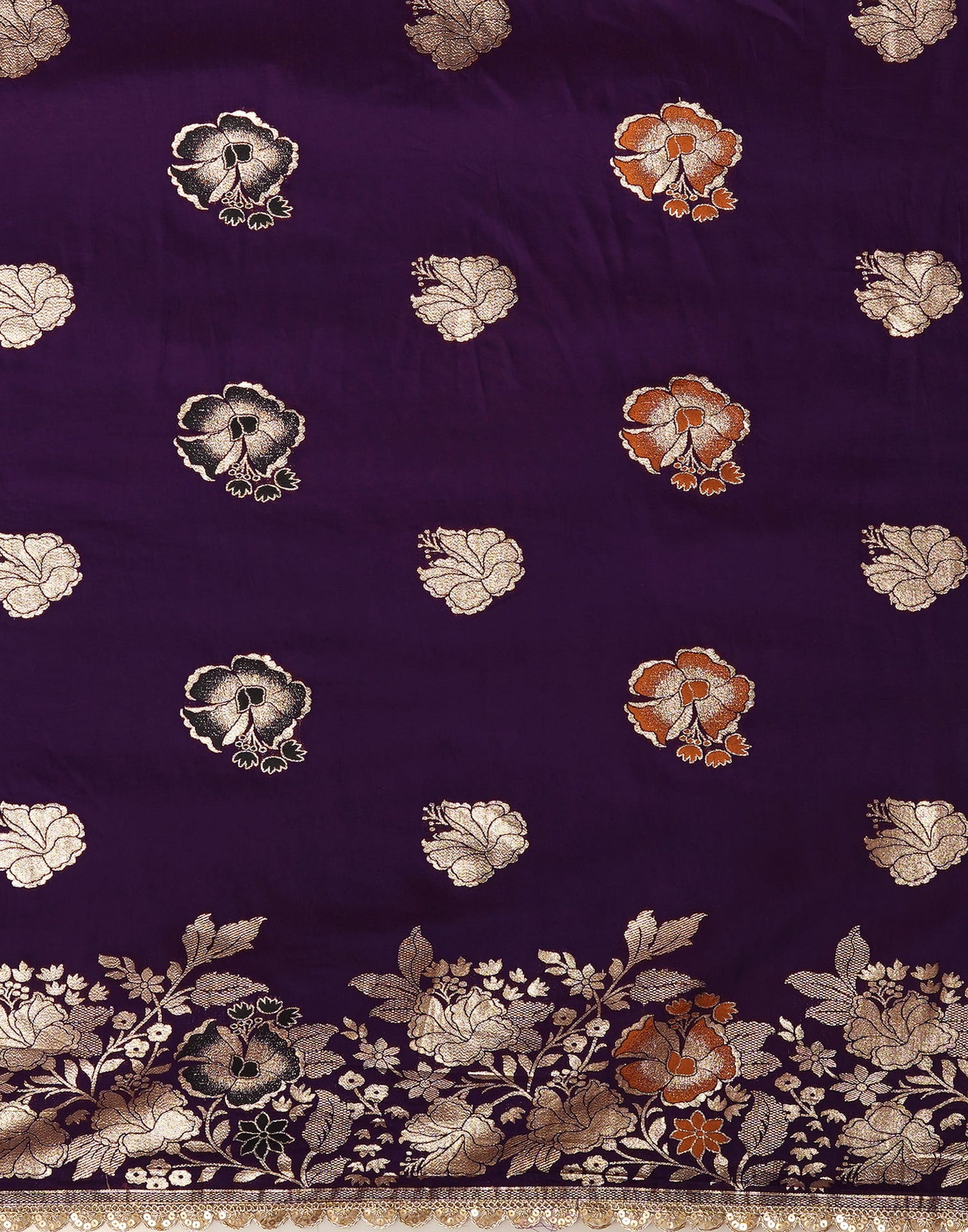 Dark Purple Cotton Weaving Banarasi Saree