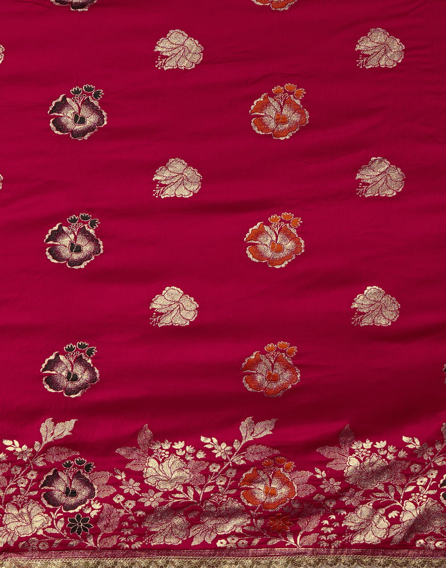 Rani Pink Cotton Weaving Banarasi Saree