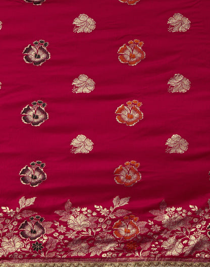 Rani Pink Cotton Weaving Banarasi Saree