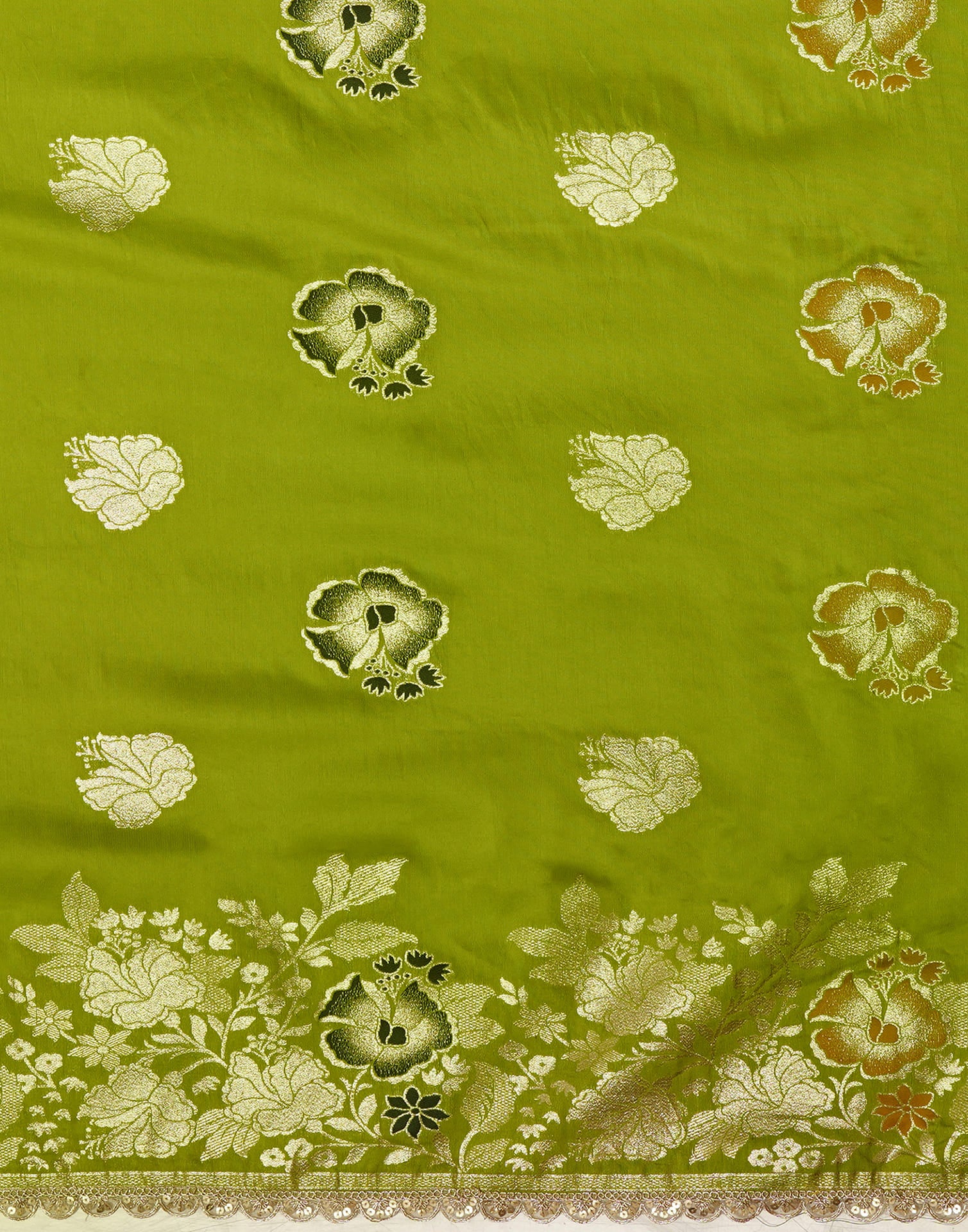 Green Cotton Weaving Banarasi Saree