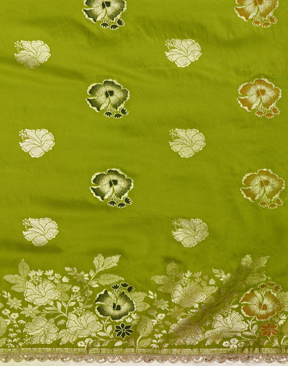 Green Cotton Silk Woven Banarasi Saree