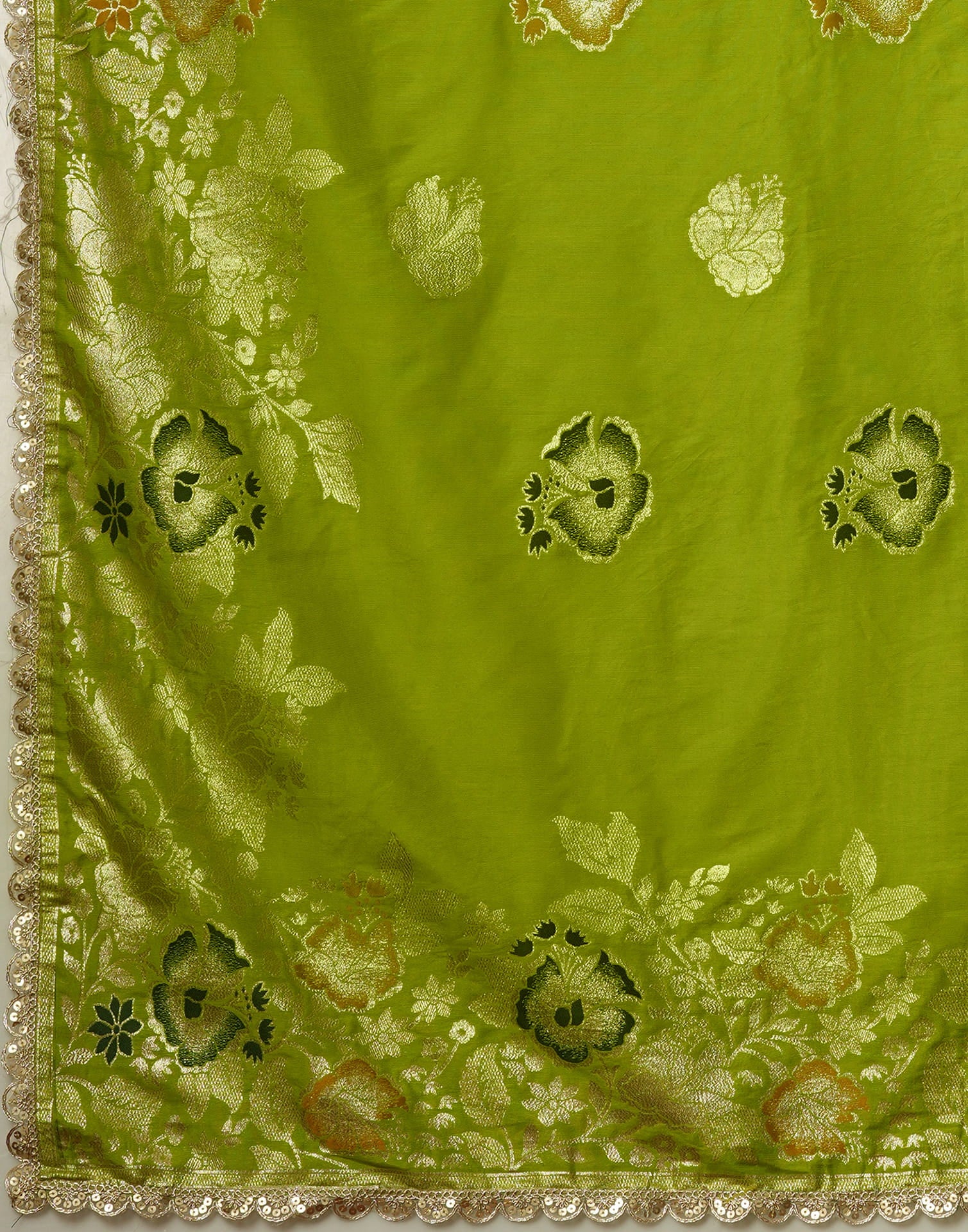 Green Cotton Silk Woven Banarasi Saree