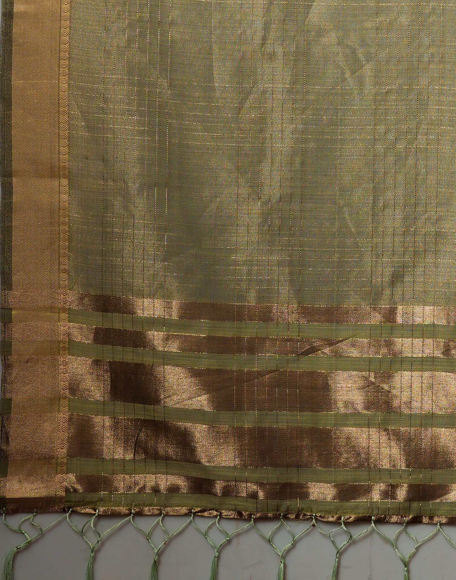 Olive Green Organza Weaving Mangalagiri Saree