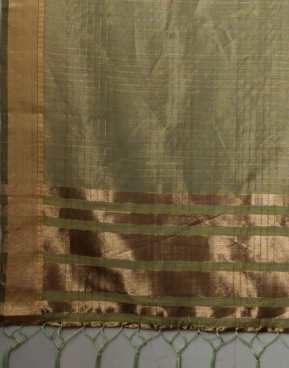 Olive Green Organza Weaving Mangalagiri Saree