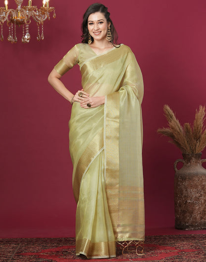 Tea Green Organza Weaving Mangalagiri Saree