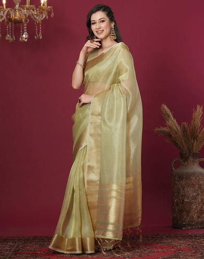 Tea Green Organza Weaving Mangalagiri Saree