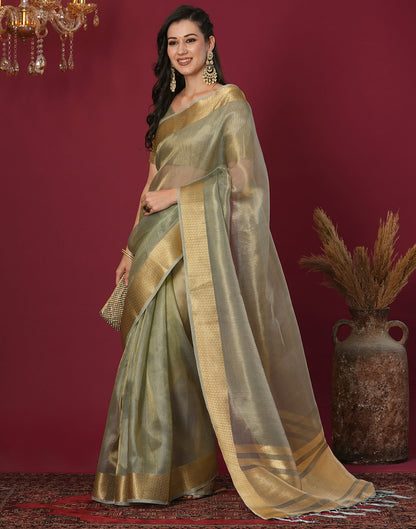 Golden Organza Weaving Mangalagiri Saree